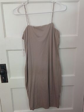 Derek Heart Taupe Strapless Slip Dress